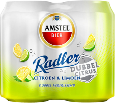 Amstel Radler dubbel citrus set van 4 blikjes van 0,33 liter  Amstel Radler dubbel citrus set van 4 blikjes van 0,33 liter